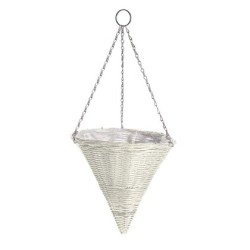 Κρεμαστό Καλάθι Κώνος Rattan Effect Cream 35cm